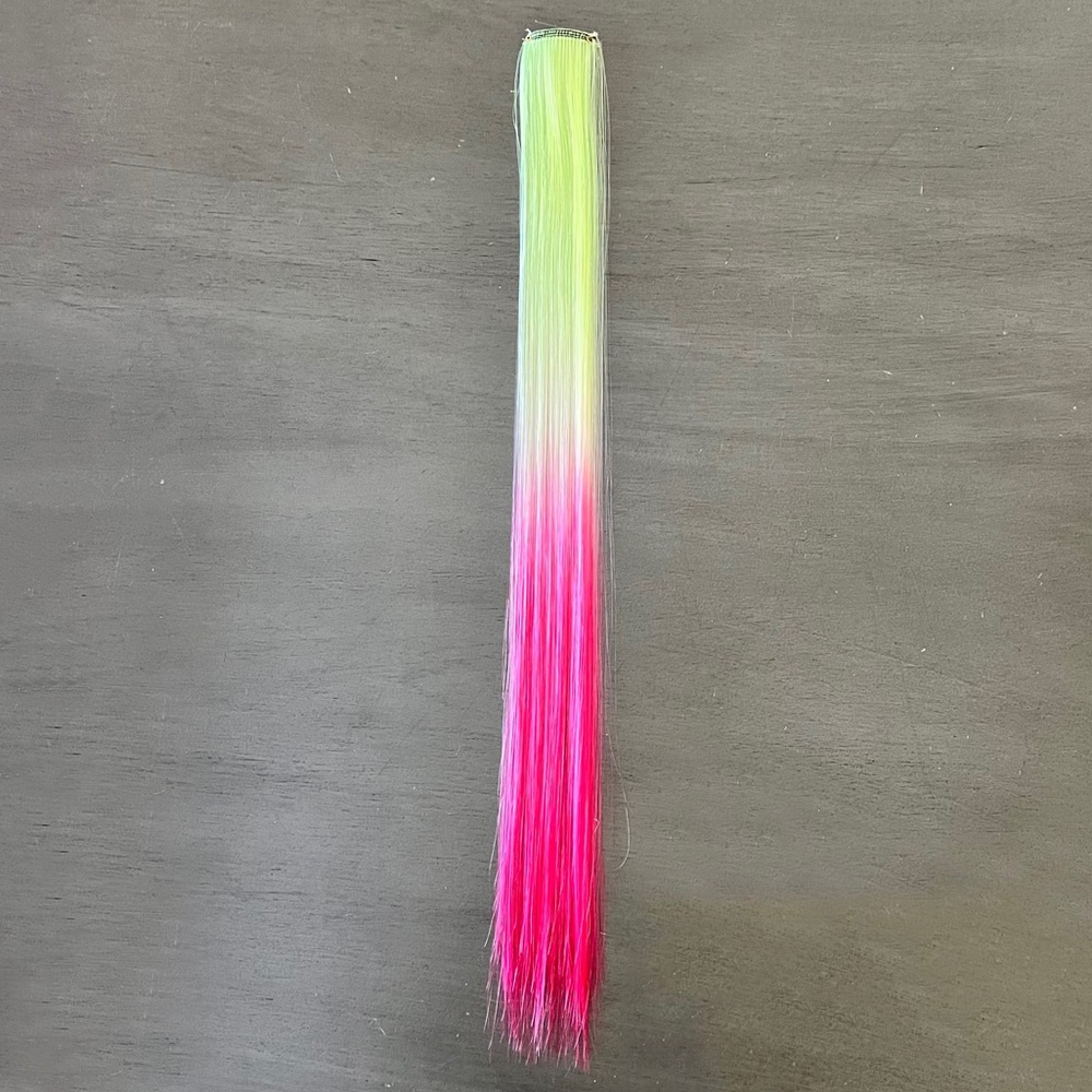 Ombre Neon Pastel Green & Hot Pink Temporary Clip In Comb 18" Hair Extension